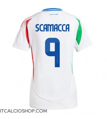 Italia Gianluca Scamacca #9 Seconda Maglia Femmina Europei 2024 Manica Corta